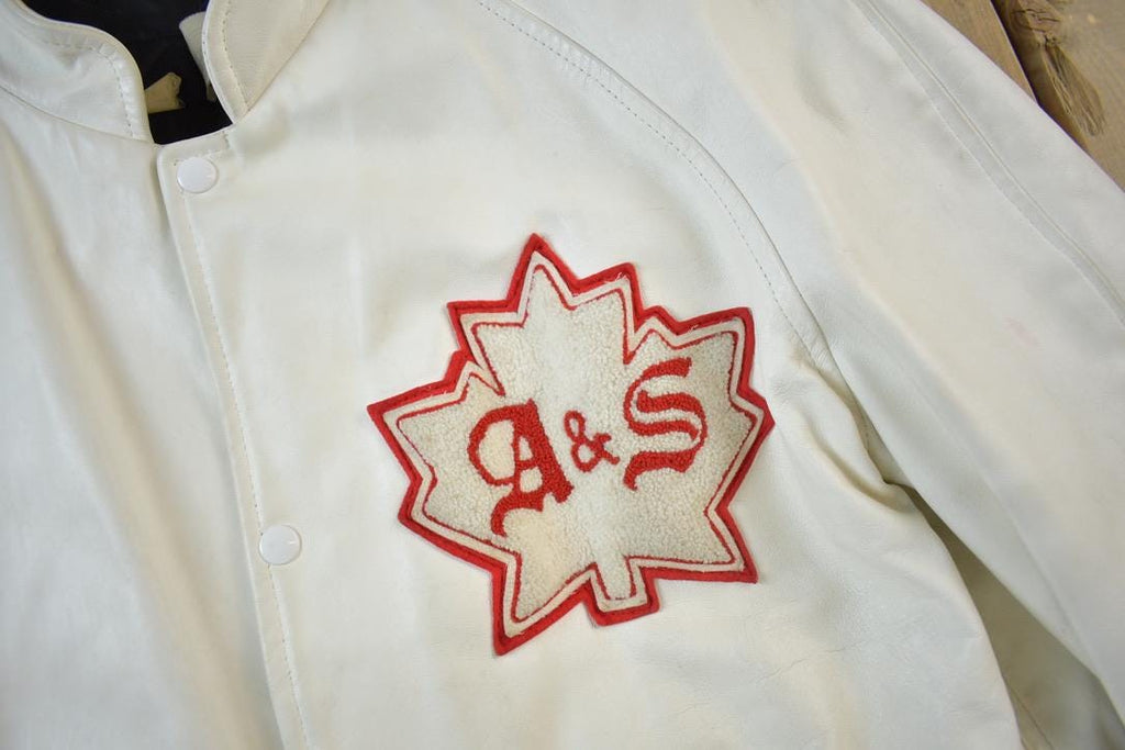 Vintage 1977 A&S Raiders Leather Varsity Jacket Made In Canada Size 44
