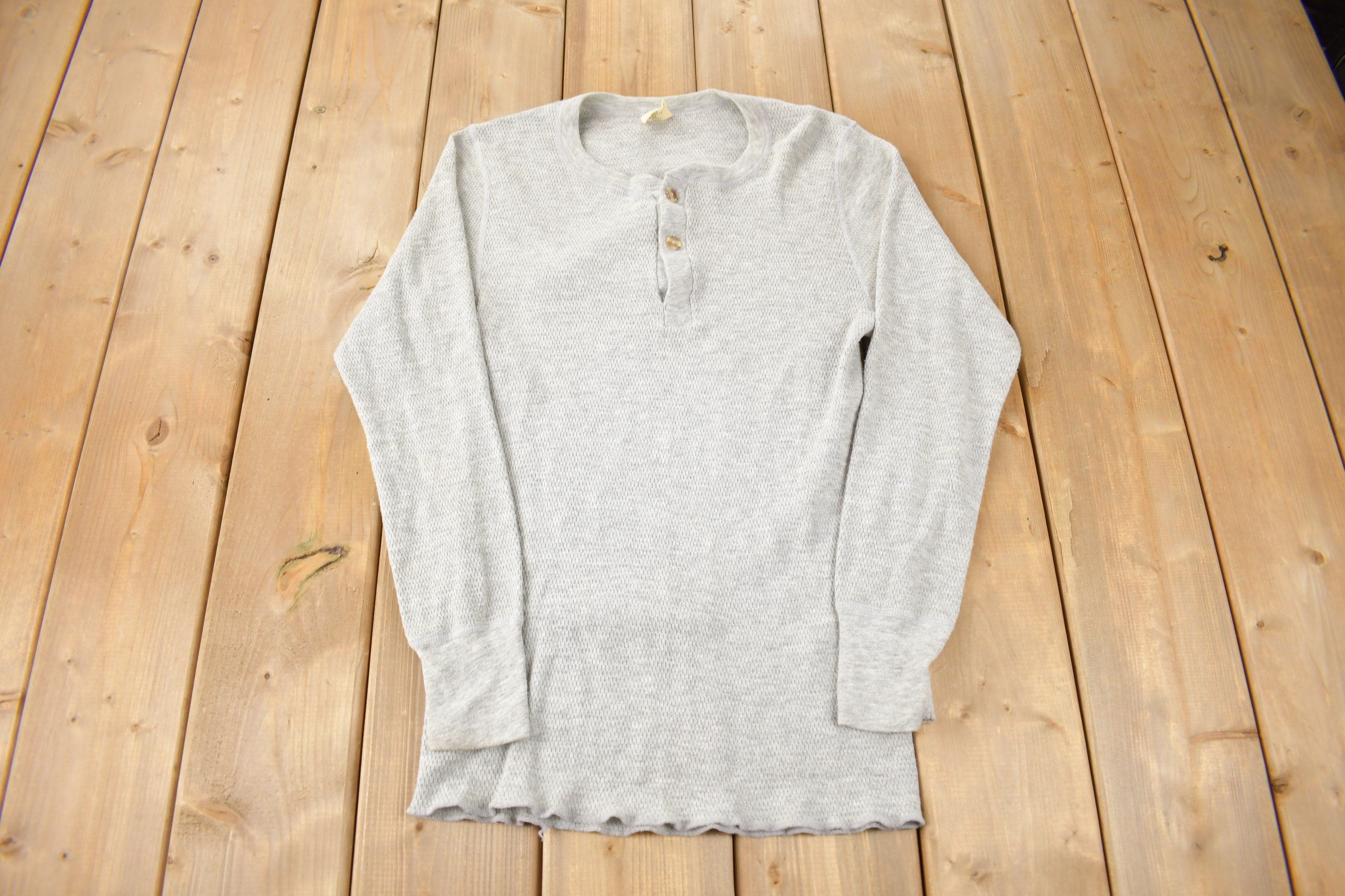 Vintage 1980s St Johns Bay Thermal Waffle Henley Shirt