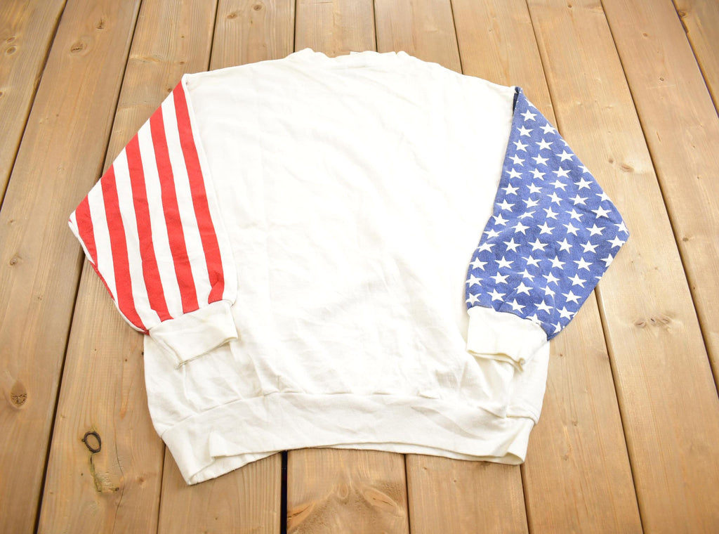 Vintage 1990s American Flag LA Sportswear Blank Crewneck Sweatshirt Made In USA