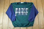 Vintage 1990s Paris Sport Club Plaid Letter Crewneck Sweatshirt