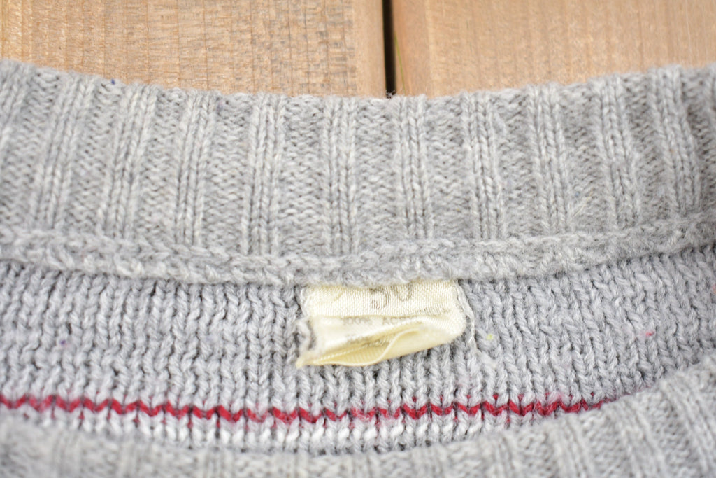 Vintage 1990s Knitted Sweater / Vintage 90s Crewneck / Pattern Sweater / Outdoor / Hand Knit / Pullover Sweatshirt