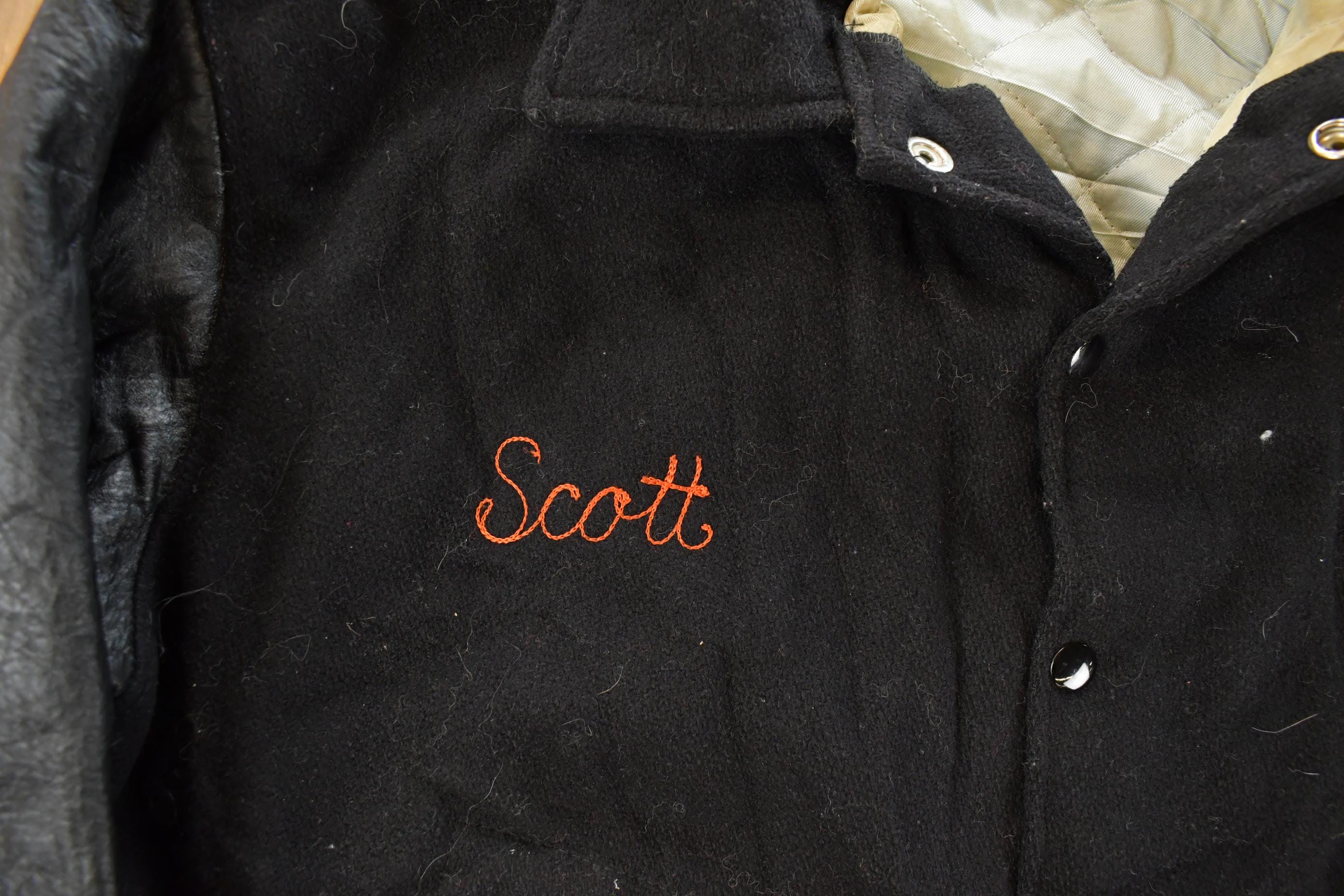 Vintage 1970s Collegiate Wool Leather Varsity Jacket Men's Medium