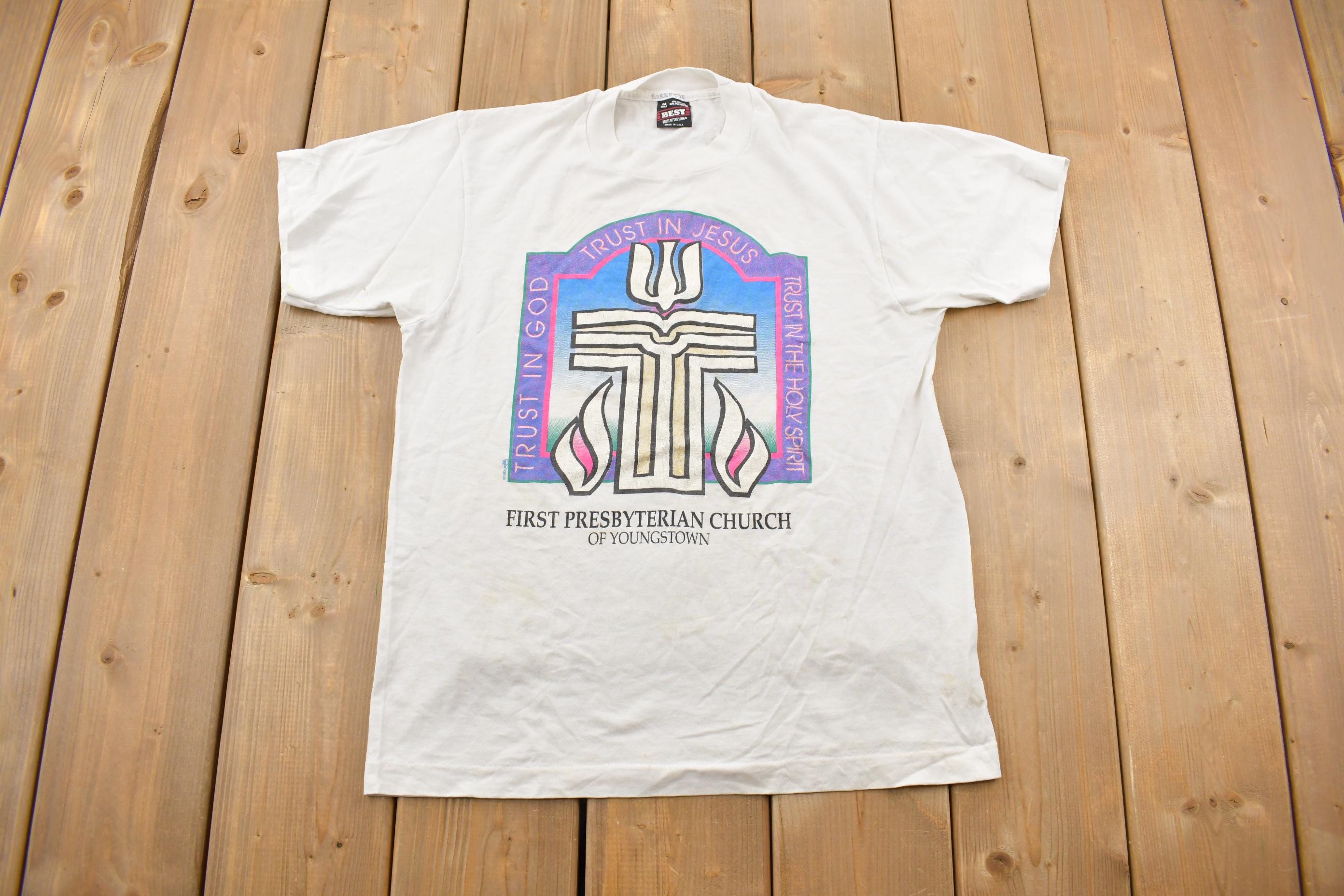 Vintage 1990s Trust In Jesus Youngstown Ohio Souvenir Church T-Shirt