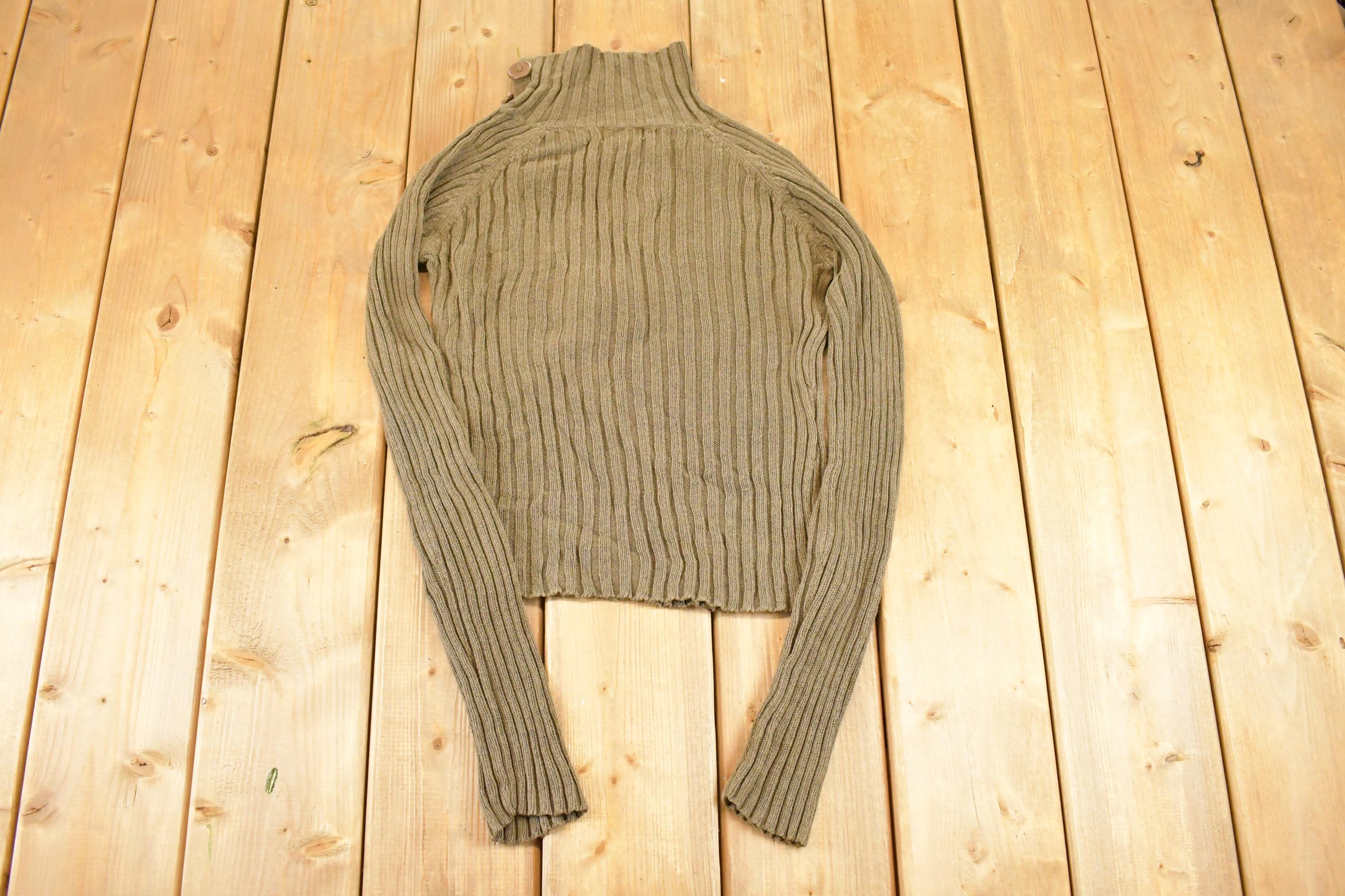Vintage Y2K One Step Up Ribbed Knit Crewneck Sweater Women's S / Abstract Pattern 3D Knitted Sweatshirt