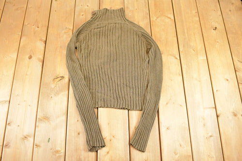 Vintage Y2K One Step Up Ribbed Knit Crewneck Sweater Women's S / Abstract Pattern 3D Knitted Sweatshirt