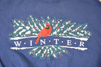 Vintage 1990s Winter Cardinal Embroidered Crewneck Sweatshirt Mens L