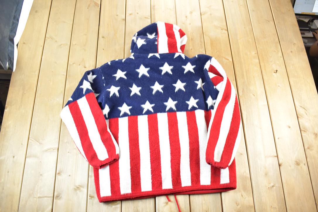 Vintage 1990s American Flag Wool Knit Hoodie Sweater Mens M