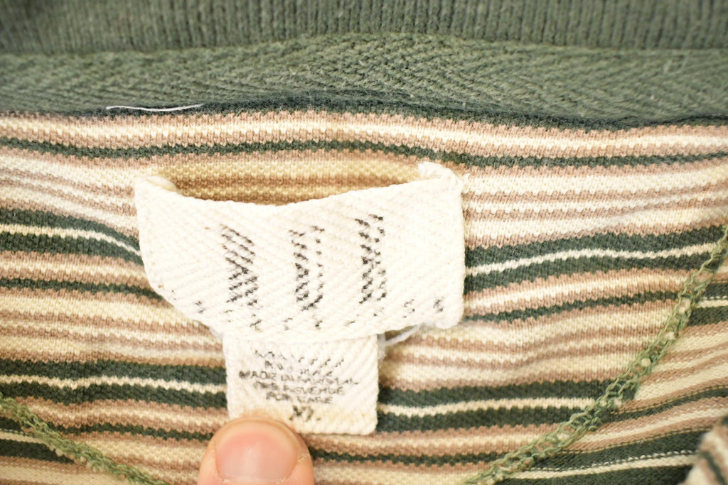 Vintage 1990s Rue Quarter Zip Striped Knit Sweater Women's L
