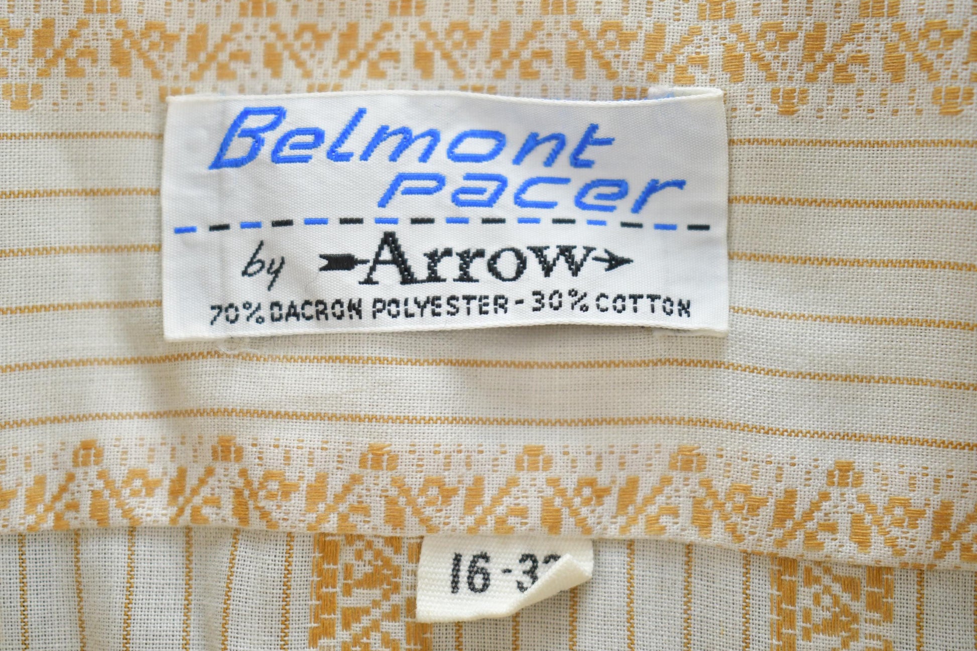Vintage 1990s Arrow Belmont Pacer By Arrow Patterned Formal Casual Long Sleeve Button up