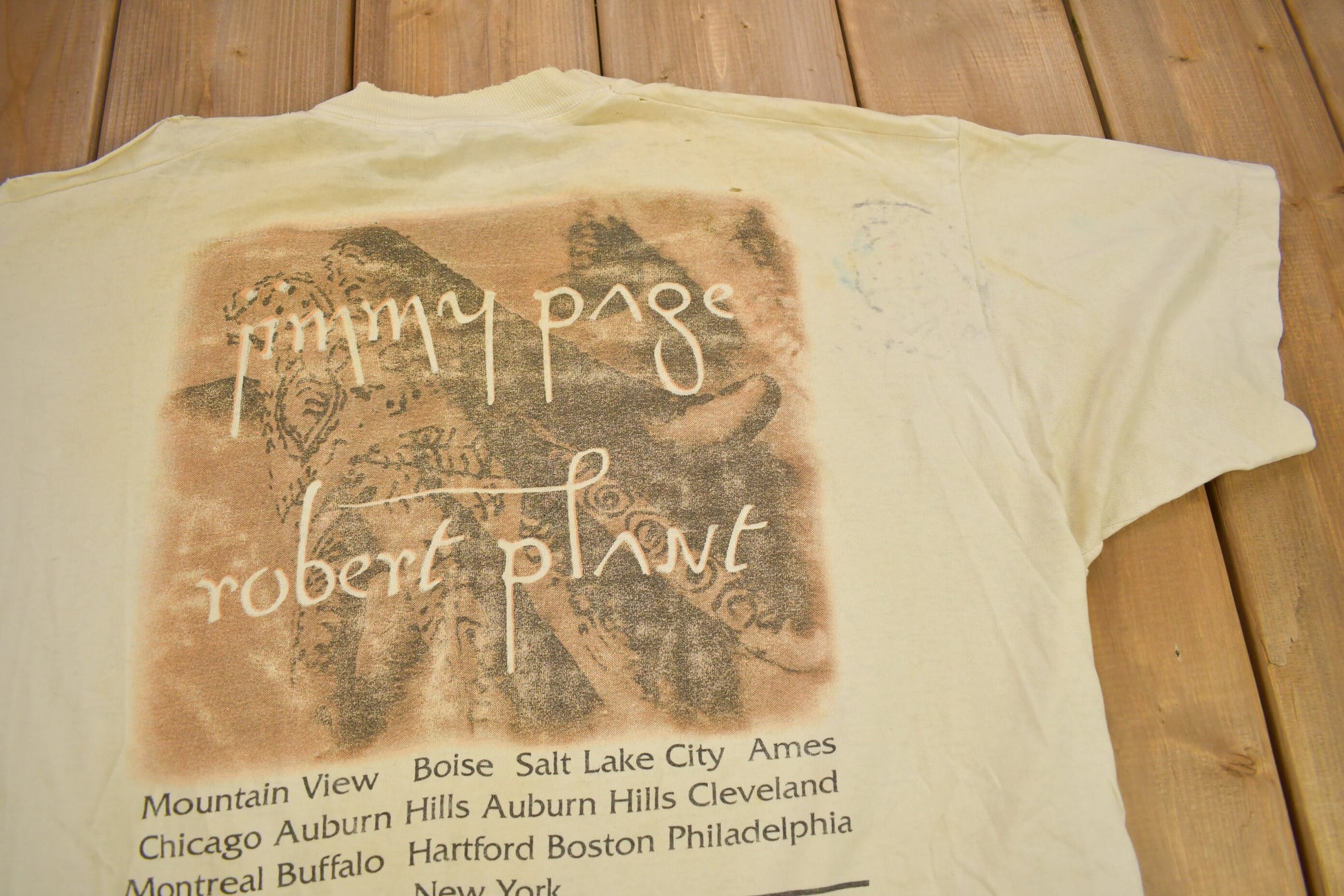 Vintage 1995 Jimmy Page Robert Plant No Quarter Tour Band T-shirt