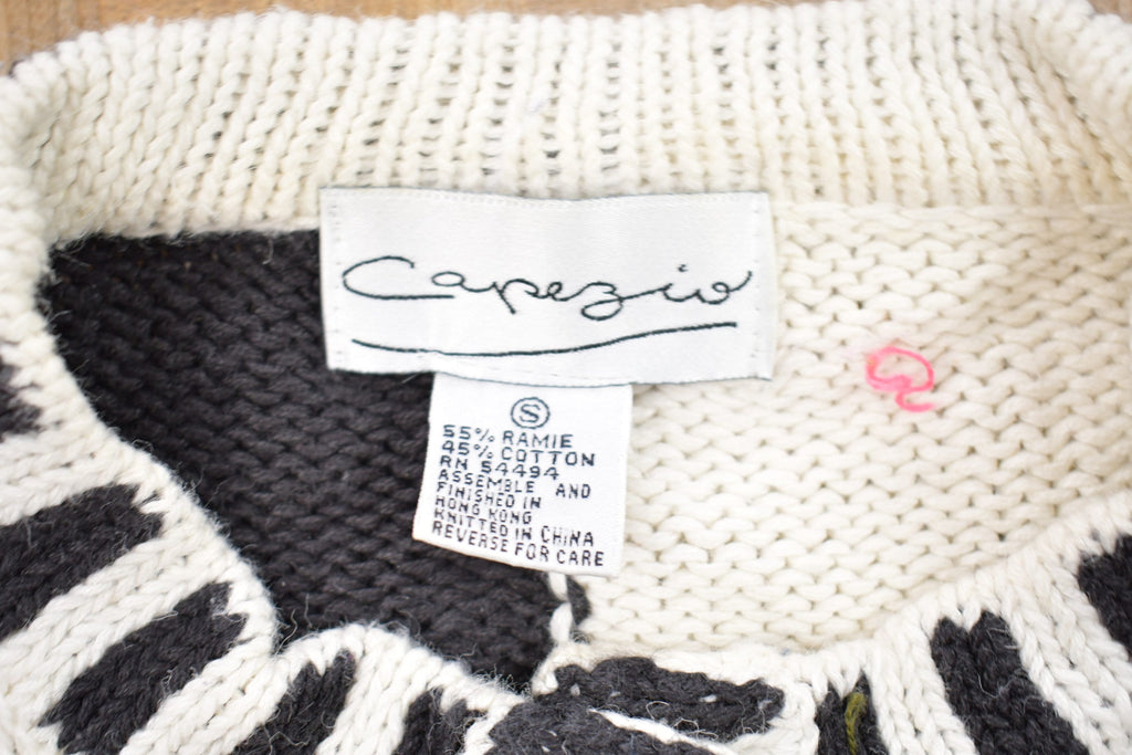 Vintage 1980s Knitted Heart Graphic Cardigan Sweater