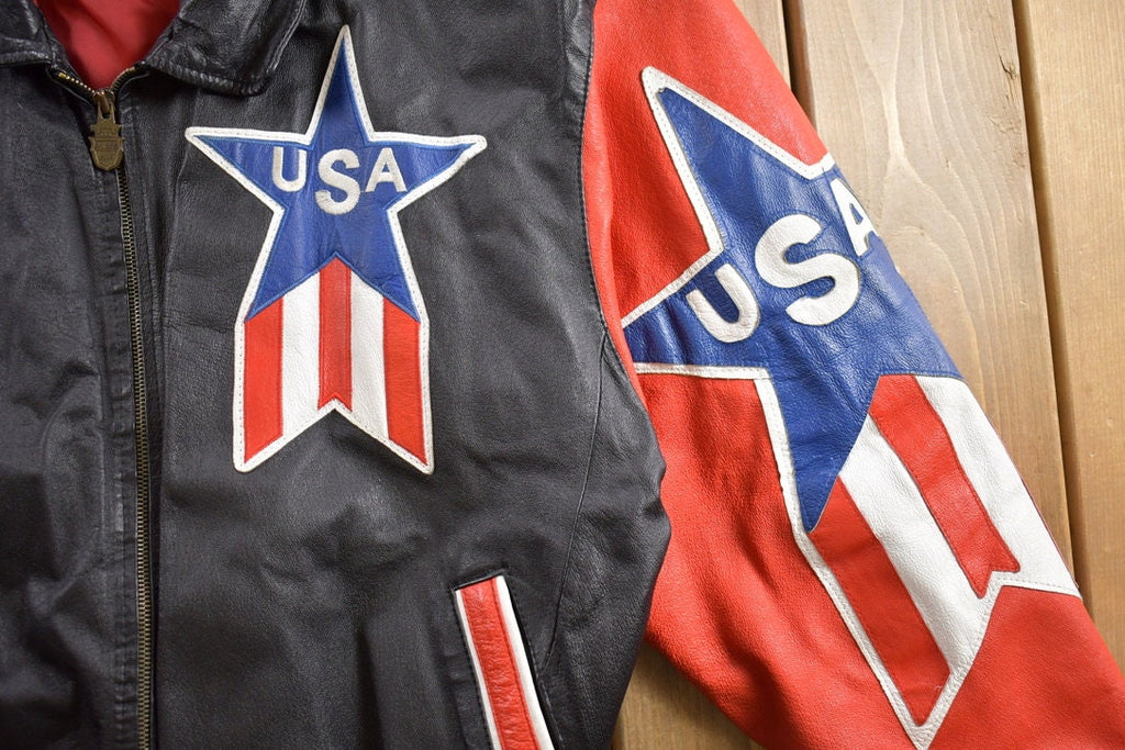 Vintage 1990s Micheal Hoban USA Patchwork Leather Jacket