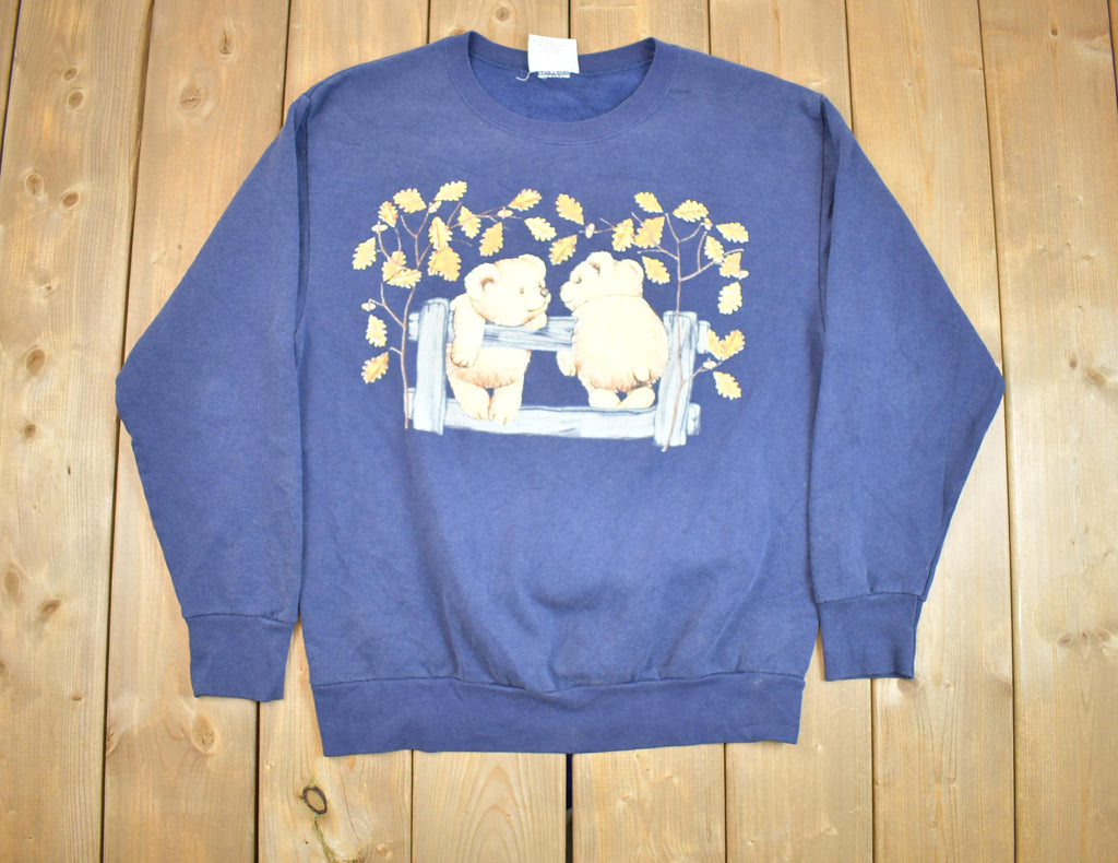 Vintage 1990s Cute Teddy Bear Theme Crewneck Sweater Made In USA