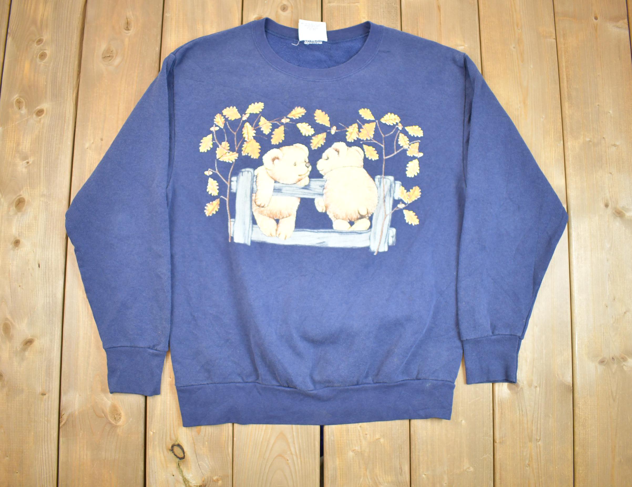 Vintage 1990s Cute Teddy Bear Theme Crewneck Sweater Made In USA