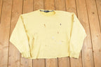 Vintage 1990s Polo By Ralph Lauren Distressed Painters Crewneck Sweatshirt Women's Cropped XL