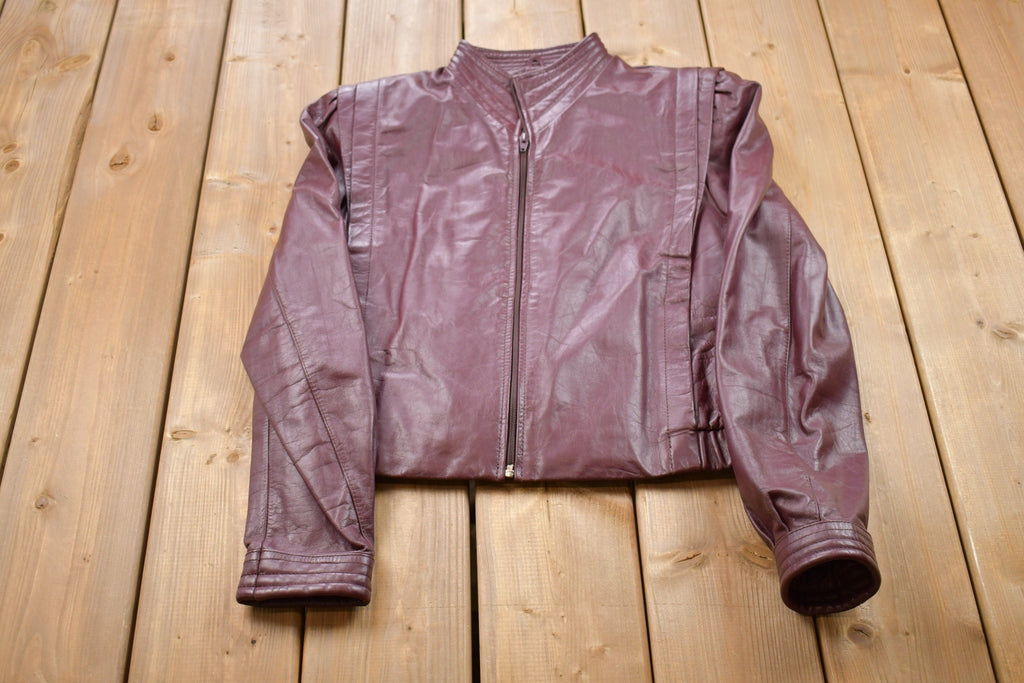 Vintage 1990s Woman's Bernman's Leather Full Zip Short Jacket