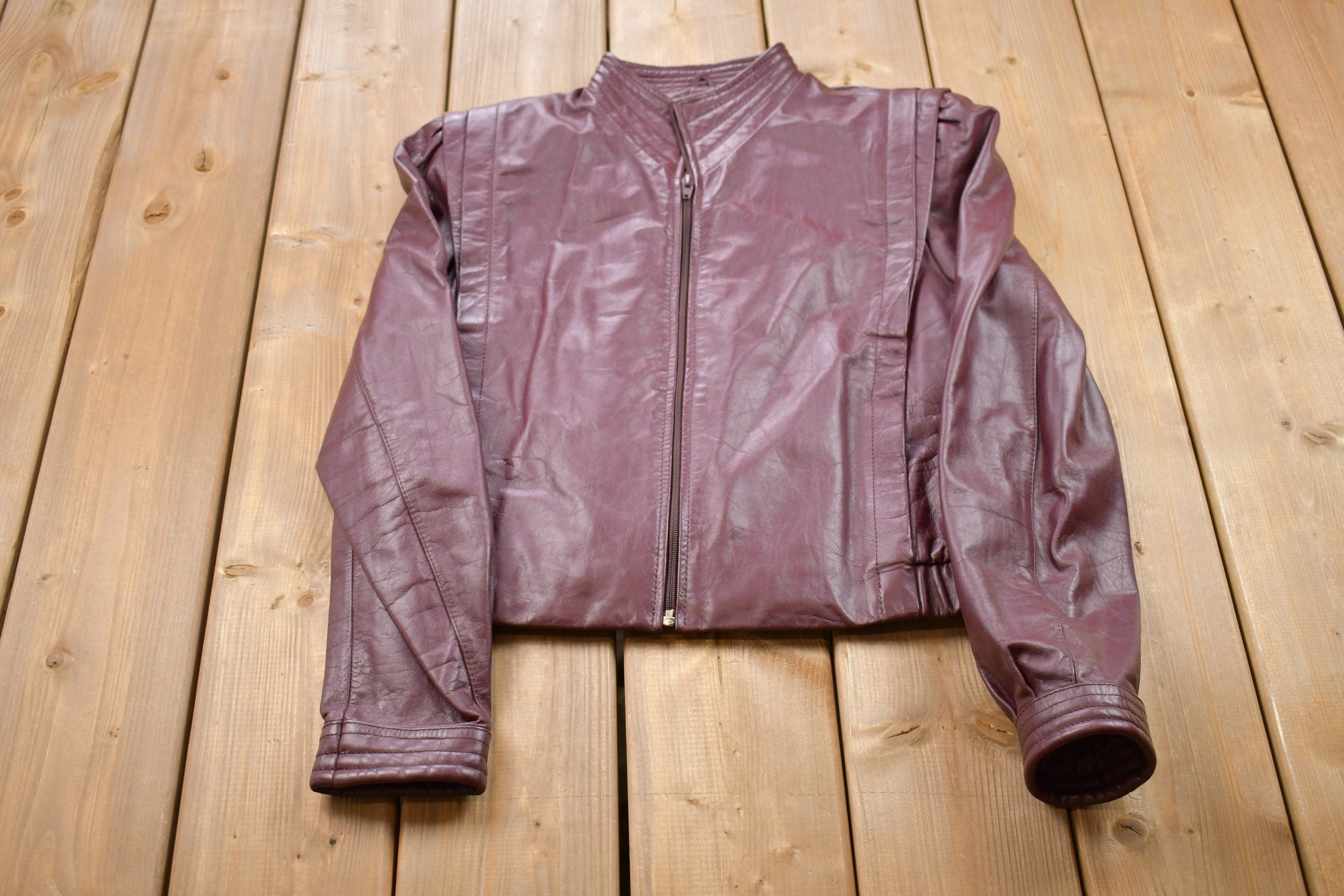 Vintage 1990s Woman's Bernman's Leather Full Zip Short Jacket