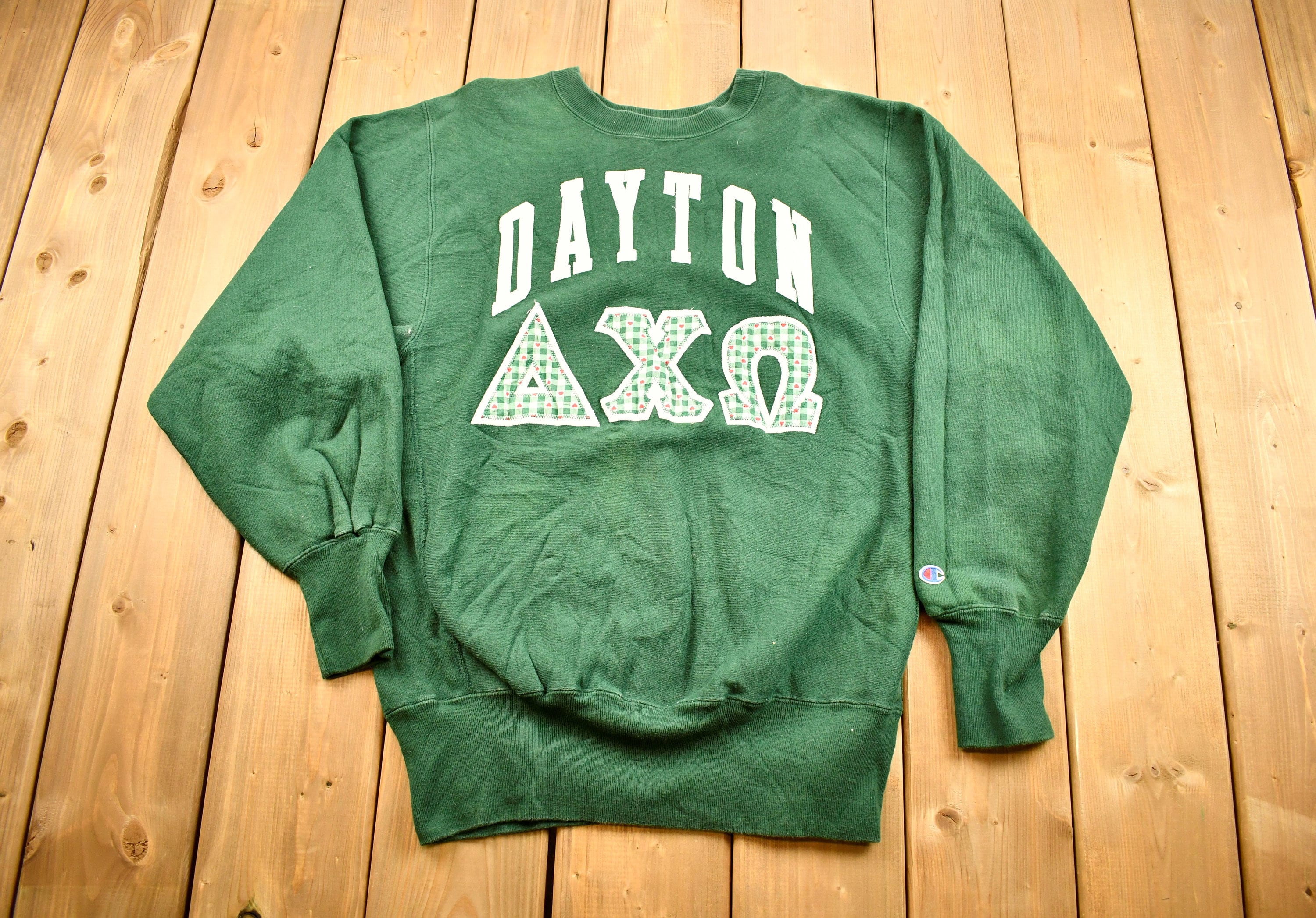 Vintage 1990s University Of Dayton Ohio Champion Reverse Weave Crewneck  Dayton Sorority Sweater  Collegiate Sportswear Pullover Sweater