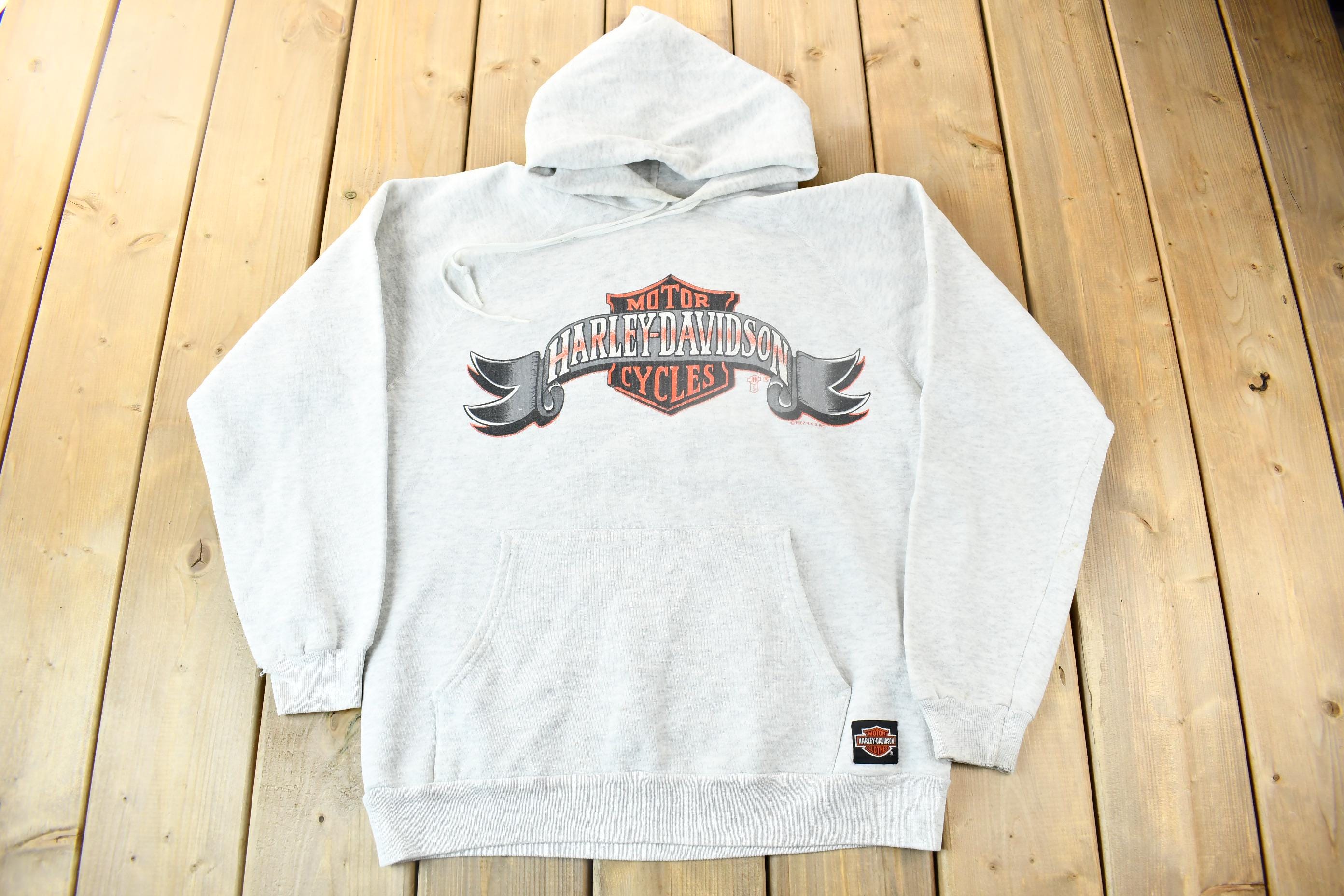 Vintage 1990 Harley Davidson South Miami Graphic Hoodie