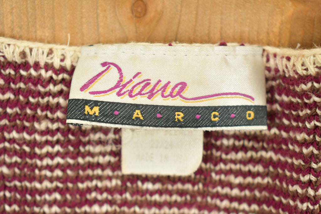 Vintage 1990s Diana Macro Knitted Sweater Vest  Vintage 90s Vest  Pattern Sweater  Knit Vest  Abstract Pattern  Embroidered