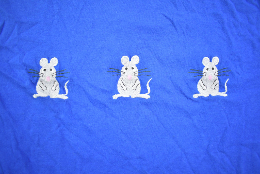 Vintage 1990s Cute Three Mice Embroidered T Shirt