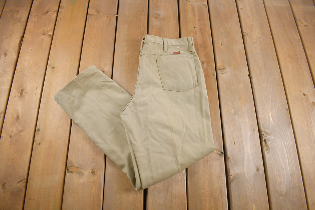 Vintage 1970s Rustlers Khaki Trousers Size 36 x 30