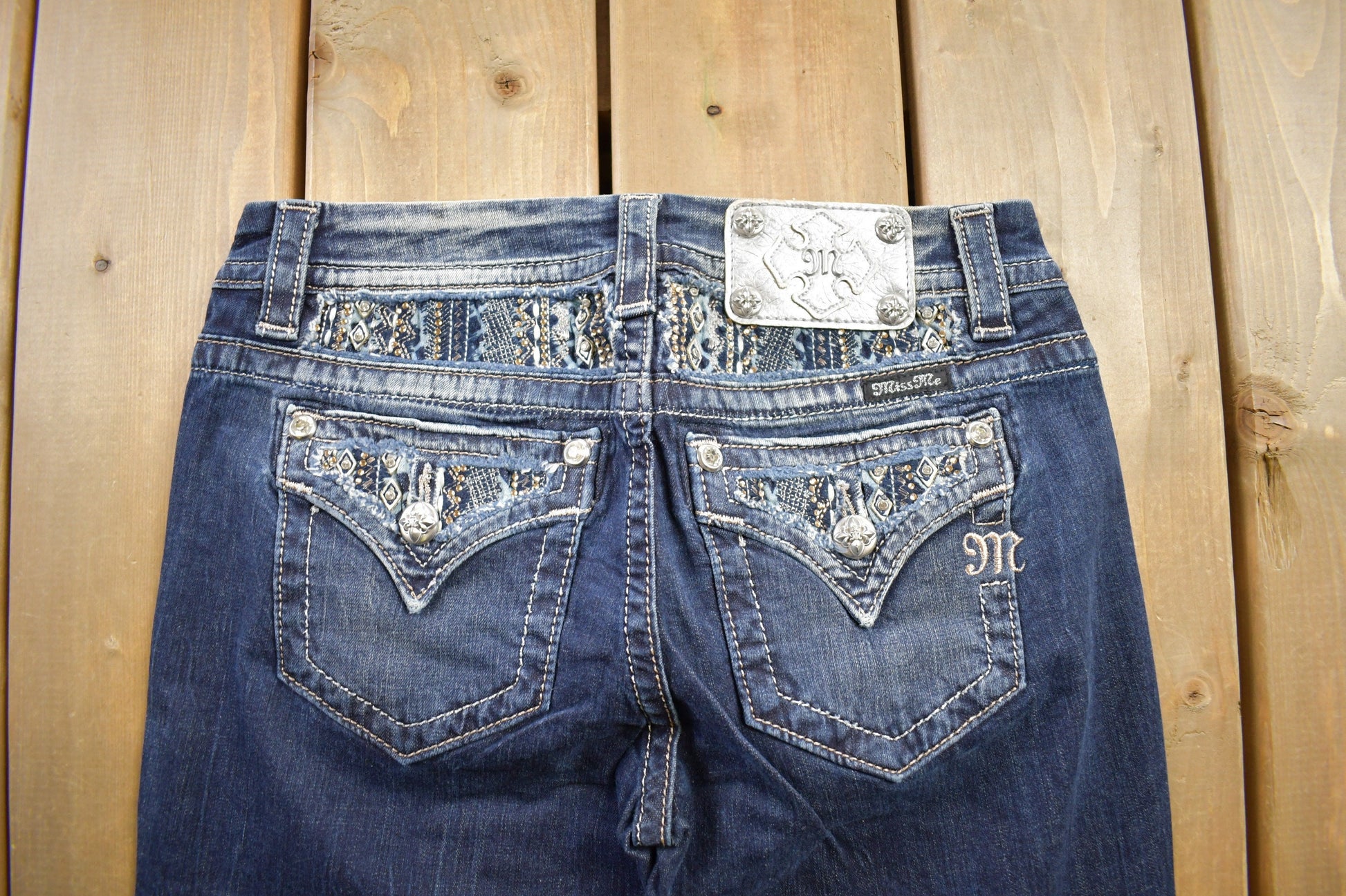 Vintage Y2K Miss Me Bedazzled Low Rise Jeans Size 26x32
