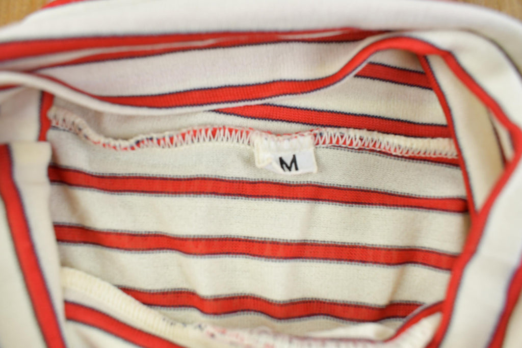 Vintage 1980s Striped Short Sleeve Turtleneck Shirt
