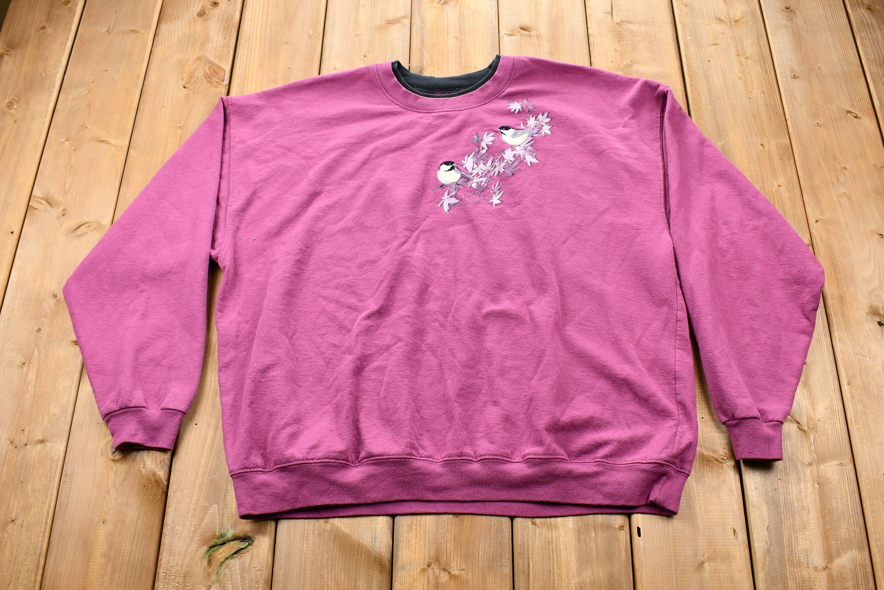 Vintage 1990s Embroidered Birds Crewneck