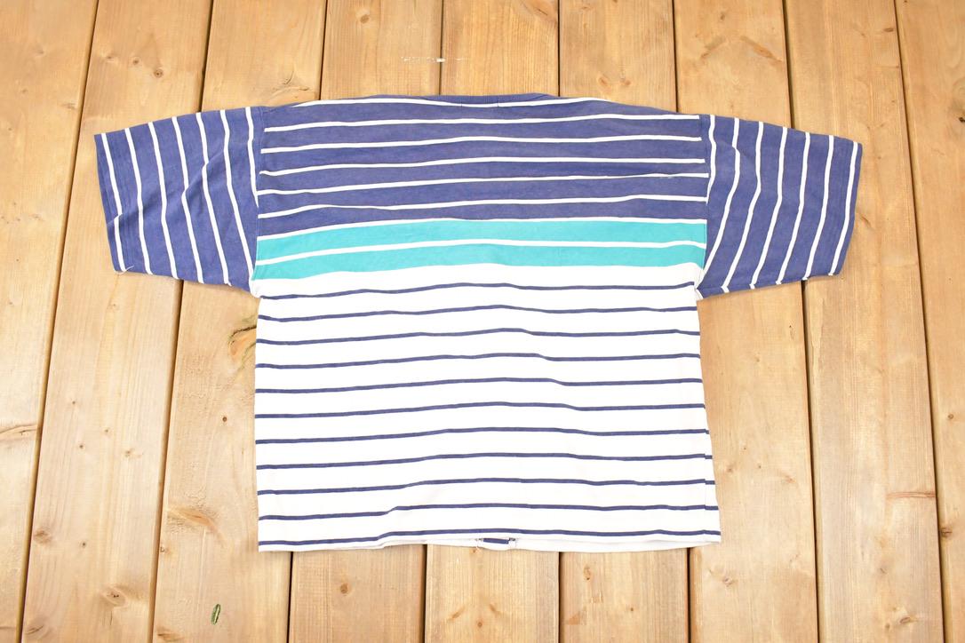 Vintage 1990's 62 East Colorblock Striped Button Up Shirt Men's M