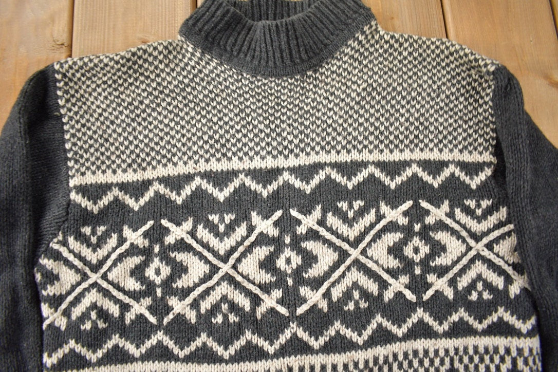 Vintage 1990s St. Johns Bay Knit Pattern Mockneck Sweater