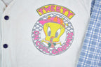 Vintage 1990s Tweety Bird On Cool Ground Baseball Button Up Jersey Graphic T-Shirt