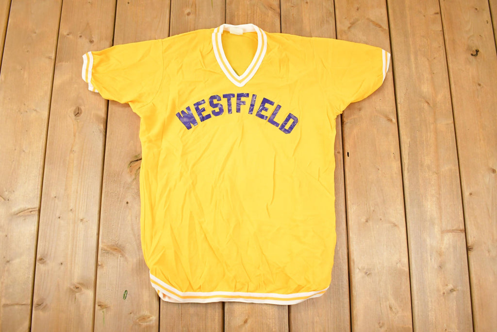 Vintage 1980s Don Alleson Westfield Souvenir Baseball Ringer T-Shirt Men's M