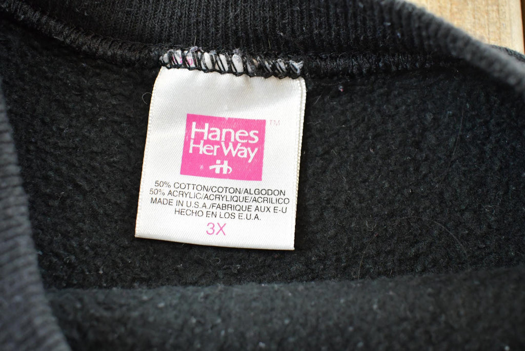 Vintage 1990s Hanes Her Way Blank Black Crewneck Sweatshirt Womens 3XL