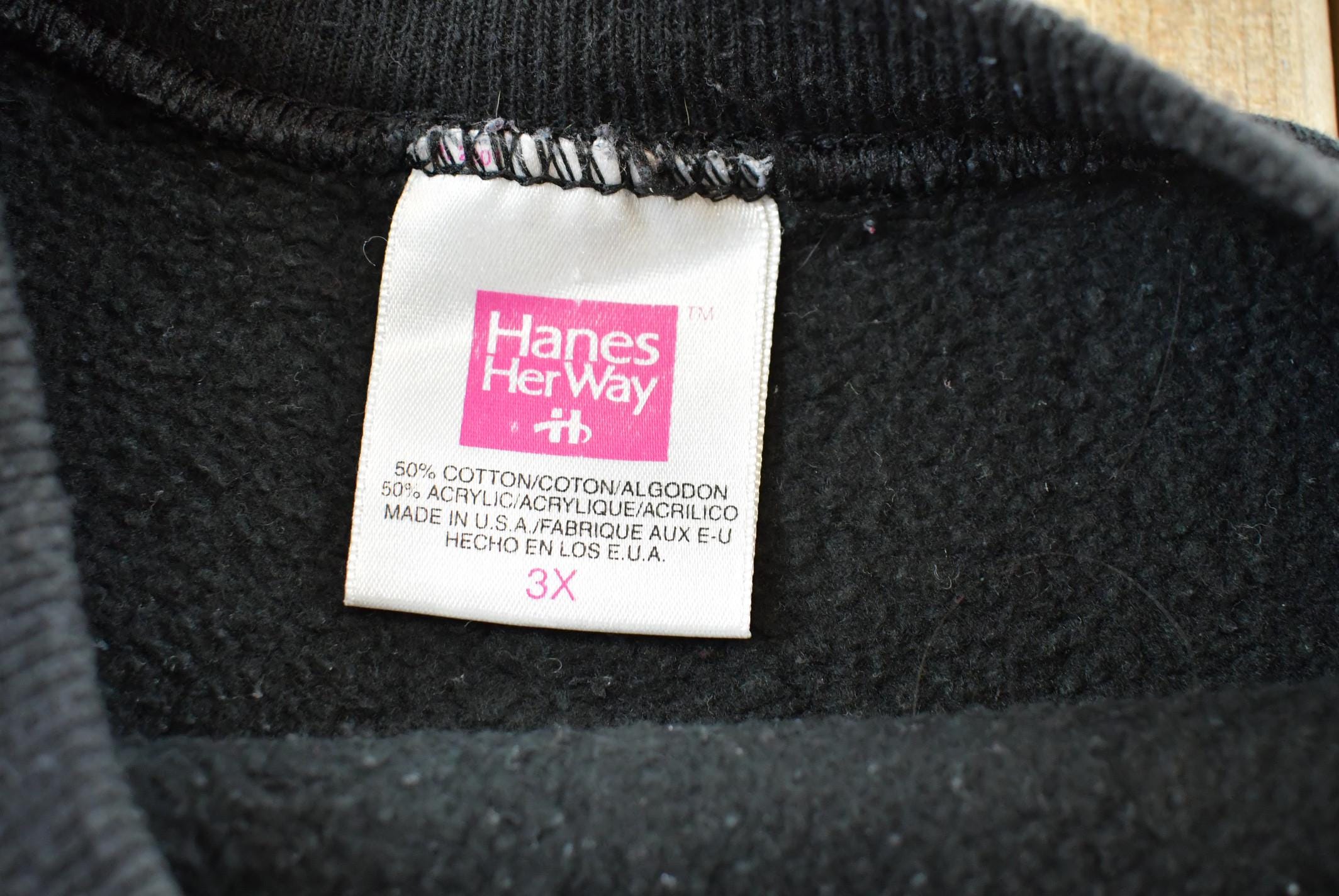 Vintage 1990s Hanes Her Way Blank Black Crewneck Sweatshirt Womens 3XL