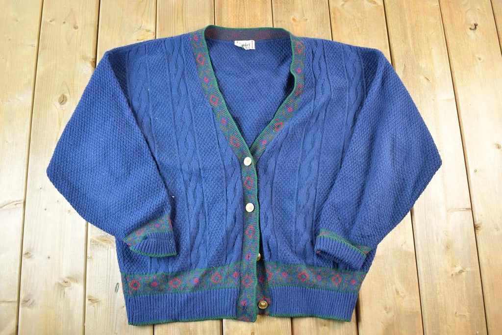 Vintage 90s Cricket Lane Cable Knit Cardigan - Mens L