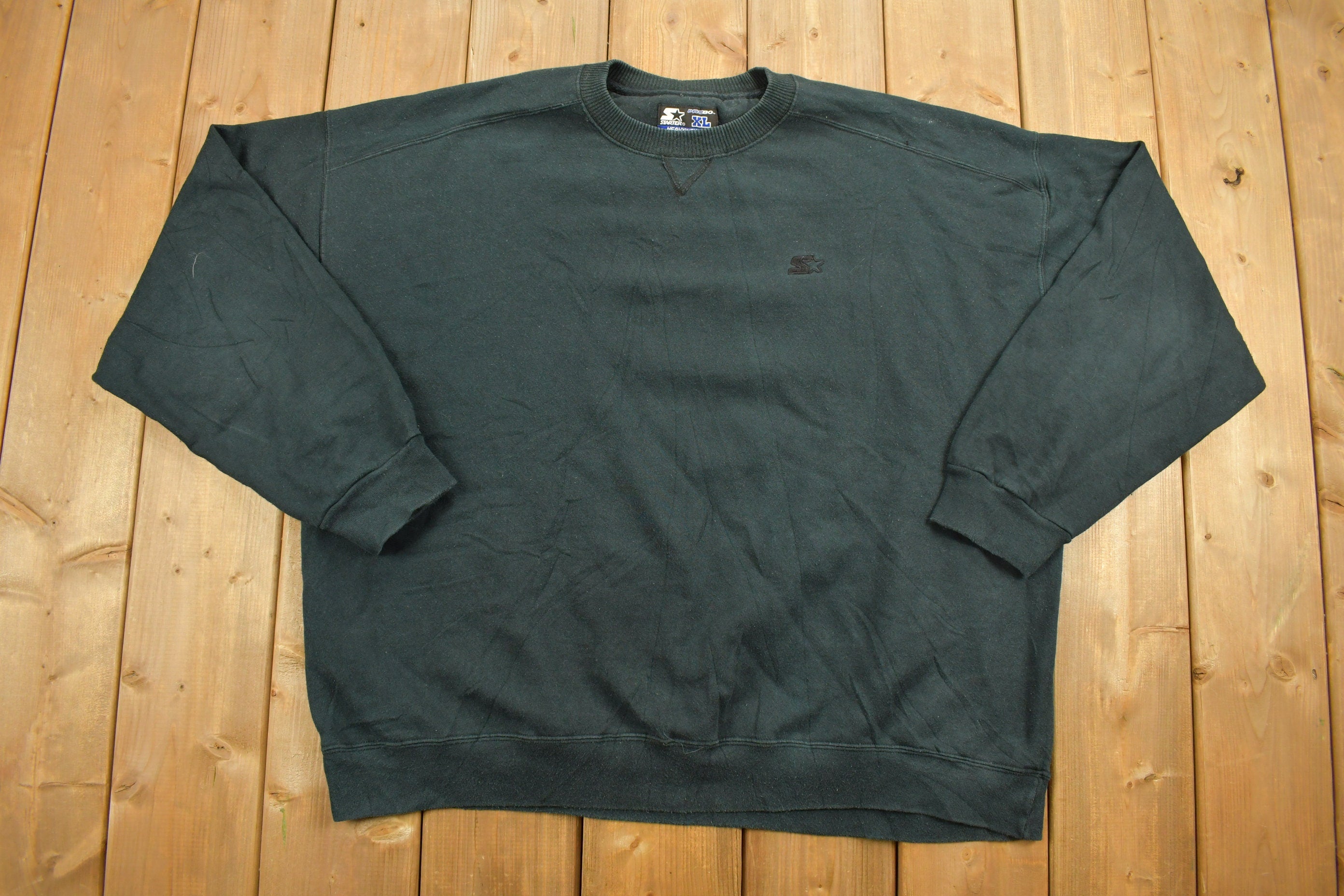 Vintage 1990s Blank Black Starter Crewneck Sweatshirt