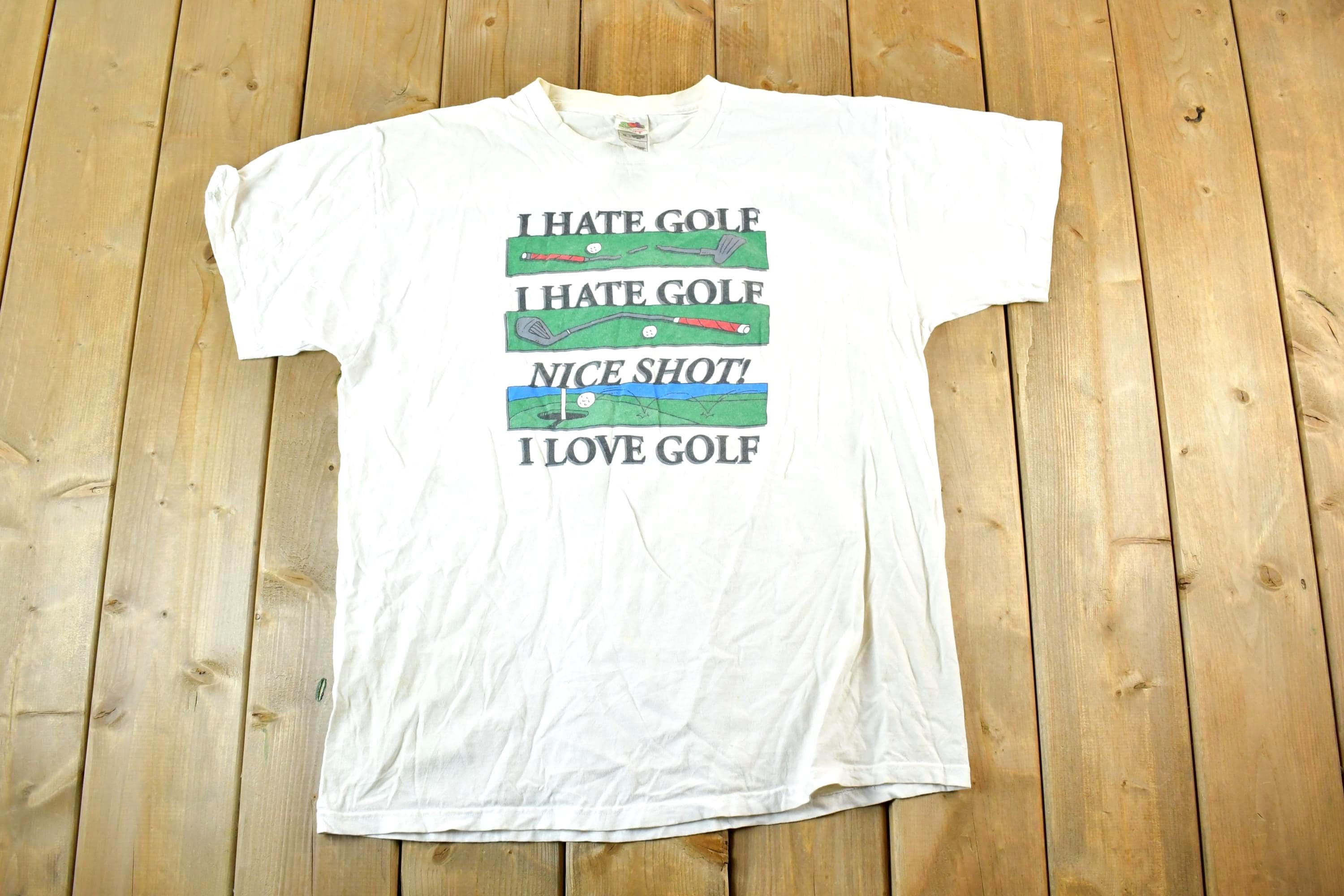 Vintage 1990s I Hate Golf Comedy Souvenir T-Shirt Mens L
