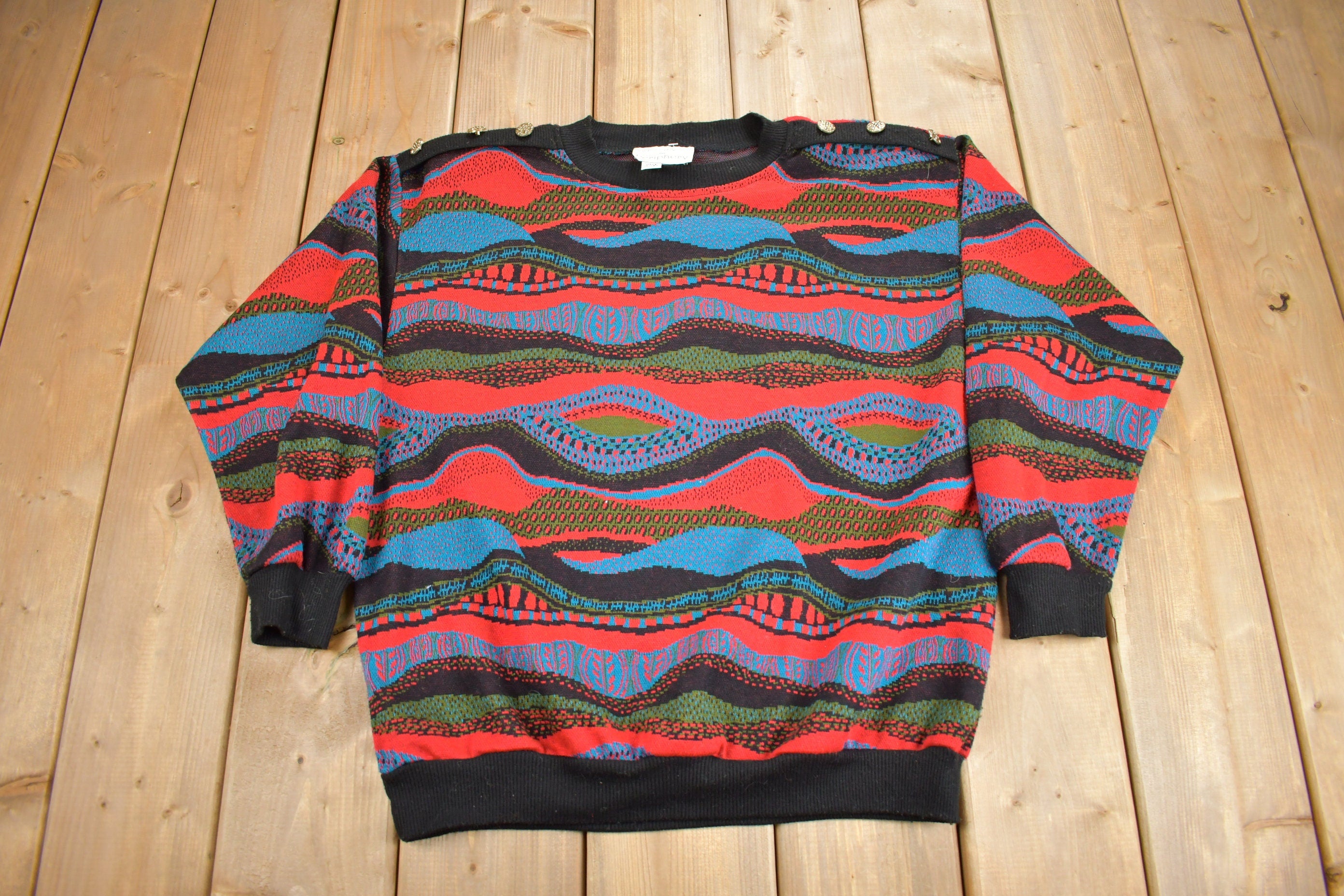 Vintage 1990s 3D Coloured Cable Knit Women's Sweater