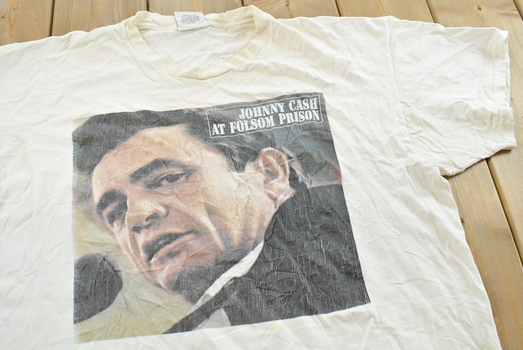 Vintage 1990s Johnny Cash At Folsom Prison Country Music T-Shirt Men's L / 90s Made in USA / Single Stitch / Music Band Tee