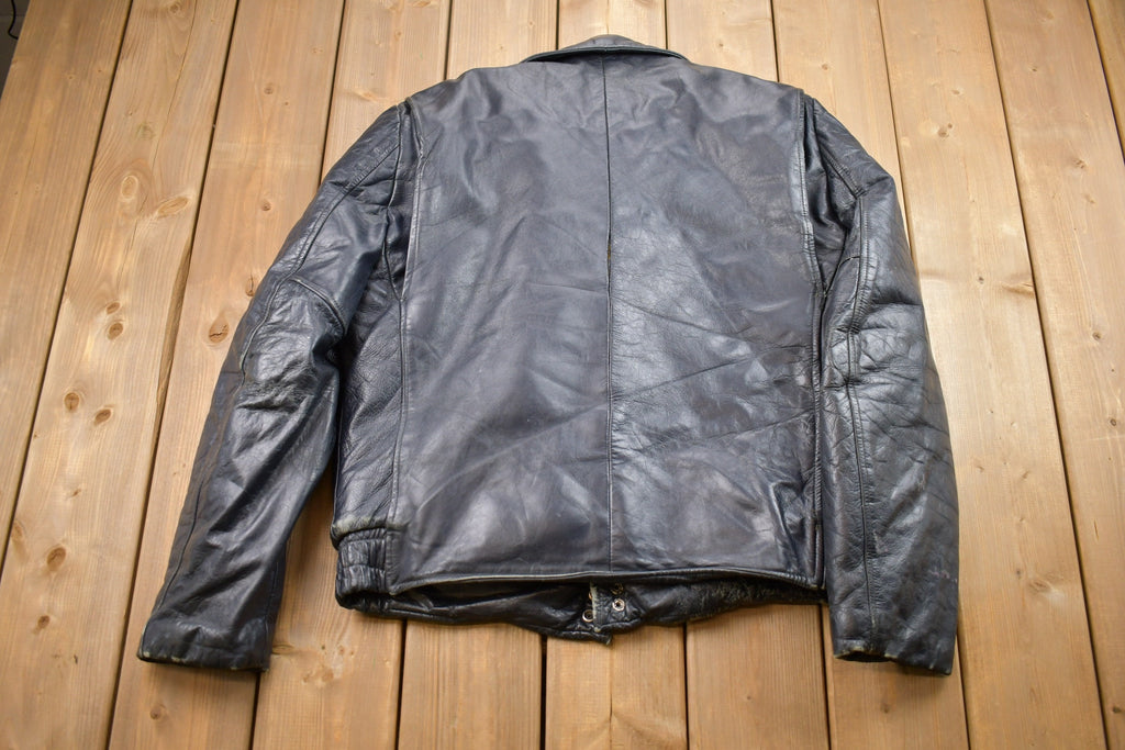 Vintage 1980s Krest Leather Biker Jacket Fall Outerwear