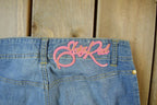 Vintage 2000s Echo Red Pink Embroidered Low Waisted Women's Denim Jeans Size 28 x 32