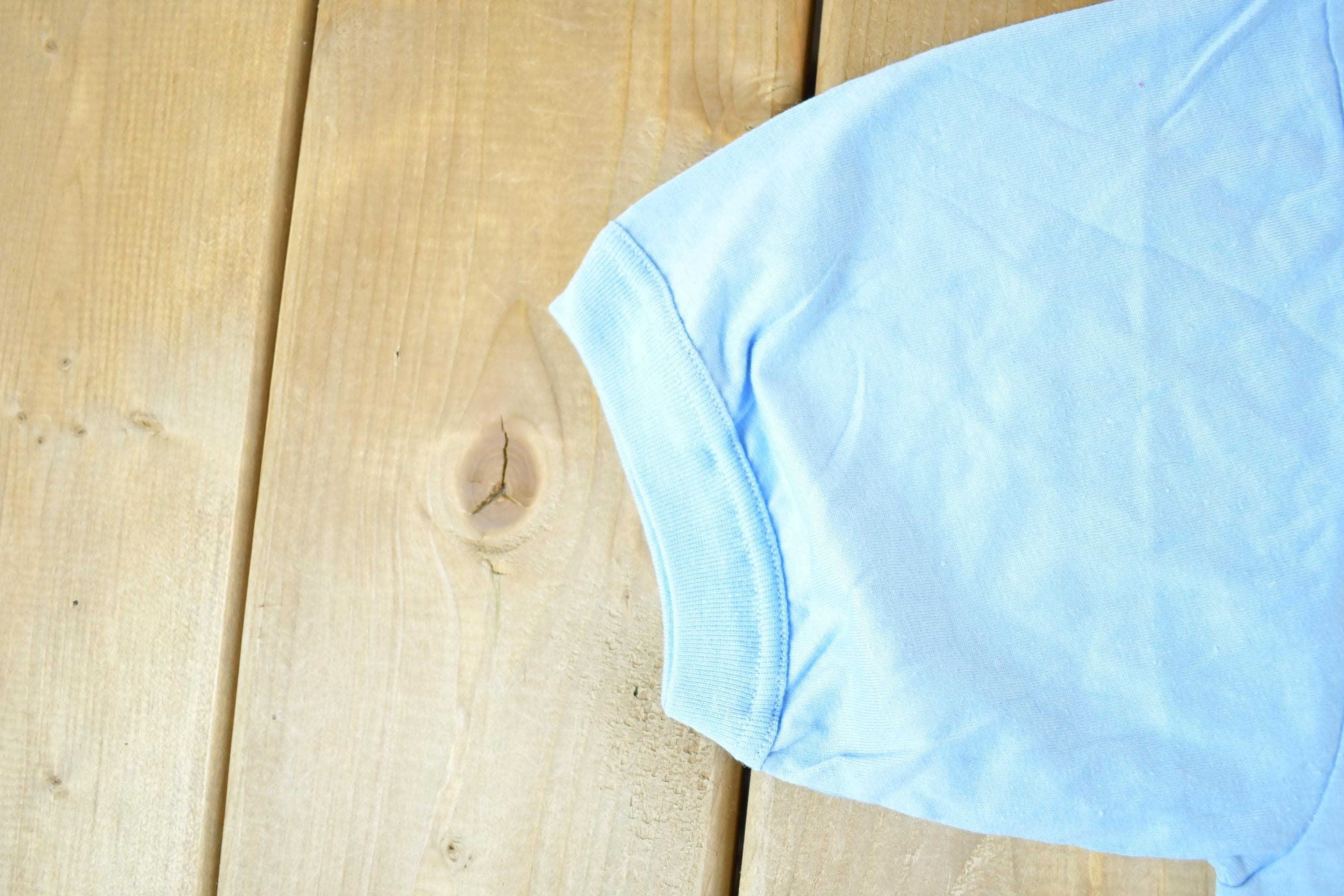 Vintage 1980s Bonne Experience Baby Blue Blank Ringer Sleeve T-Shirt Mens S