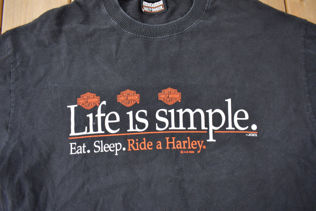 Vintage 2000 Harley Davidson "Life Is Simple Ride A Harley" Niagara Falls T-Shirt Made In Canada