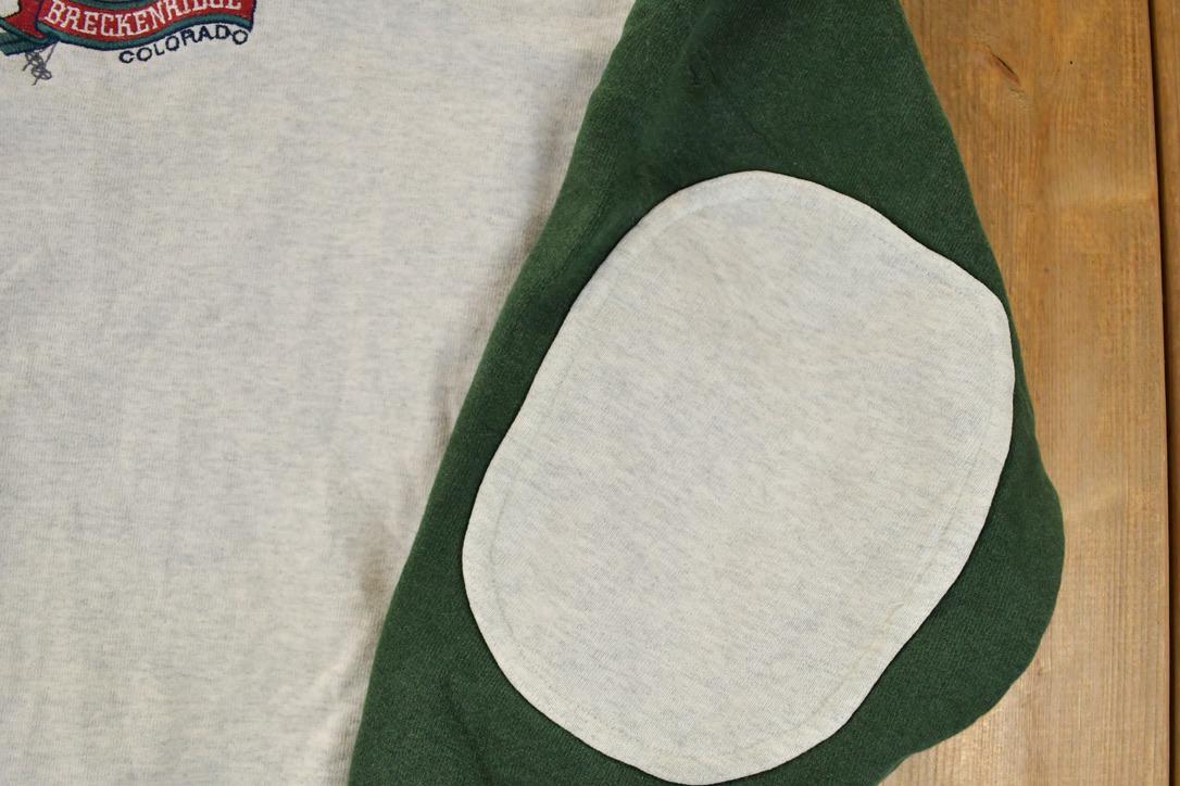 Vintage 1990s Breckenridge Colorado Elbow Patch Crewneck Sweatshirt Men's L