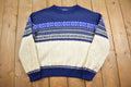 Vintage 1990s Rob Winter Pattern Knit Crewneck Sweater - Medium