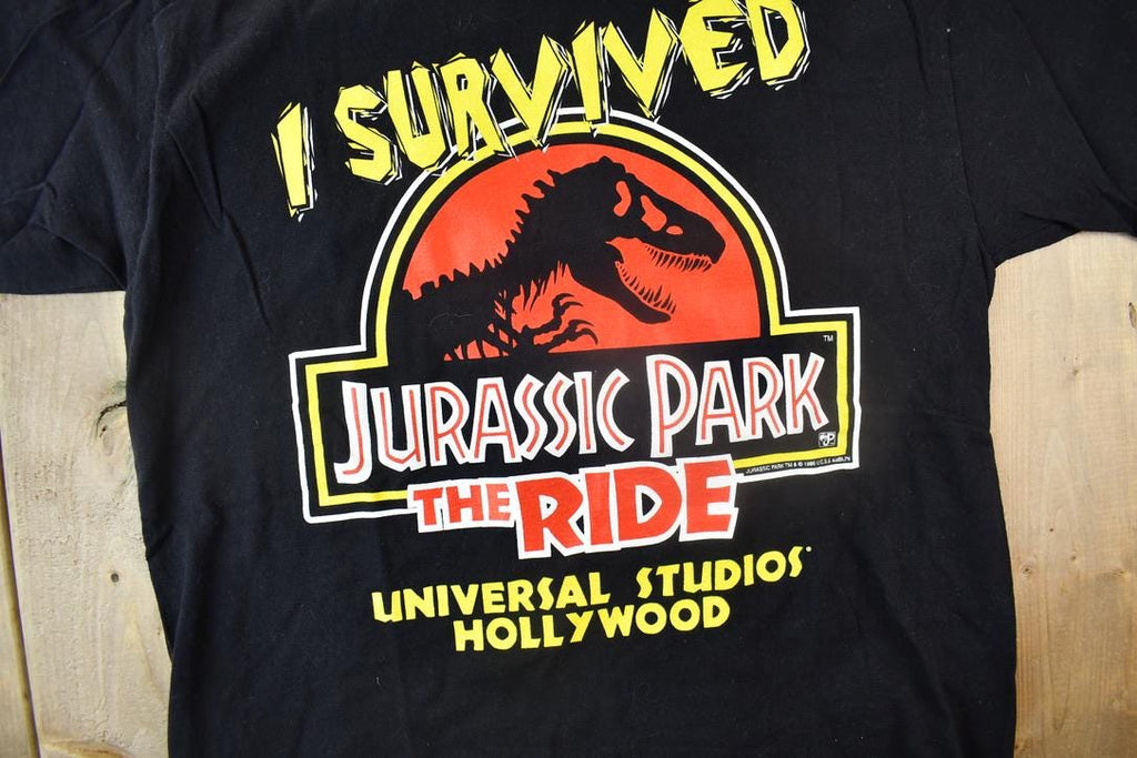 Vintage 1996 I Survived Jurassic Park The Ride Universal Studios Hollywood T Shirt