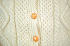 Vintage 1980s Tan Wool Cable Knit Crewneck Sweater Aran Island