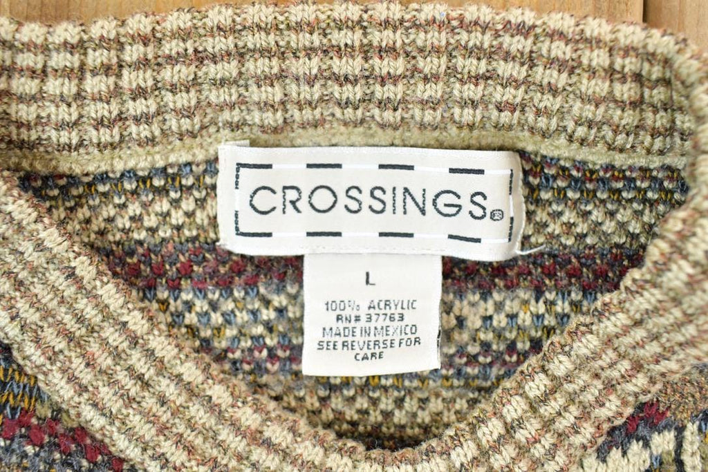 Vintage 1990s Crossings Abstract Pattern Knit Crewneck Sweater