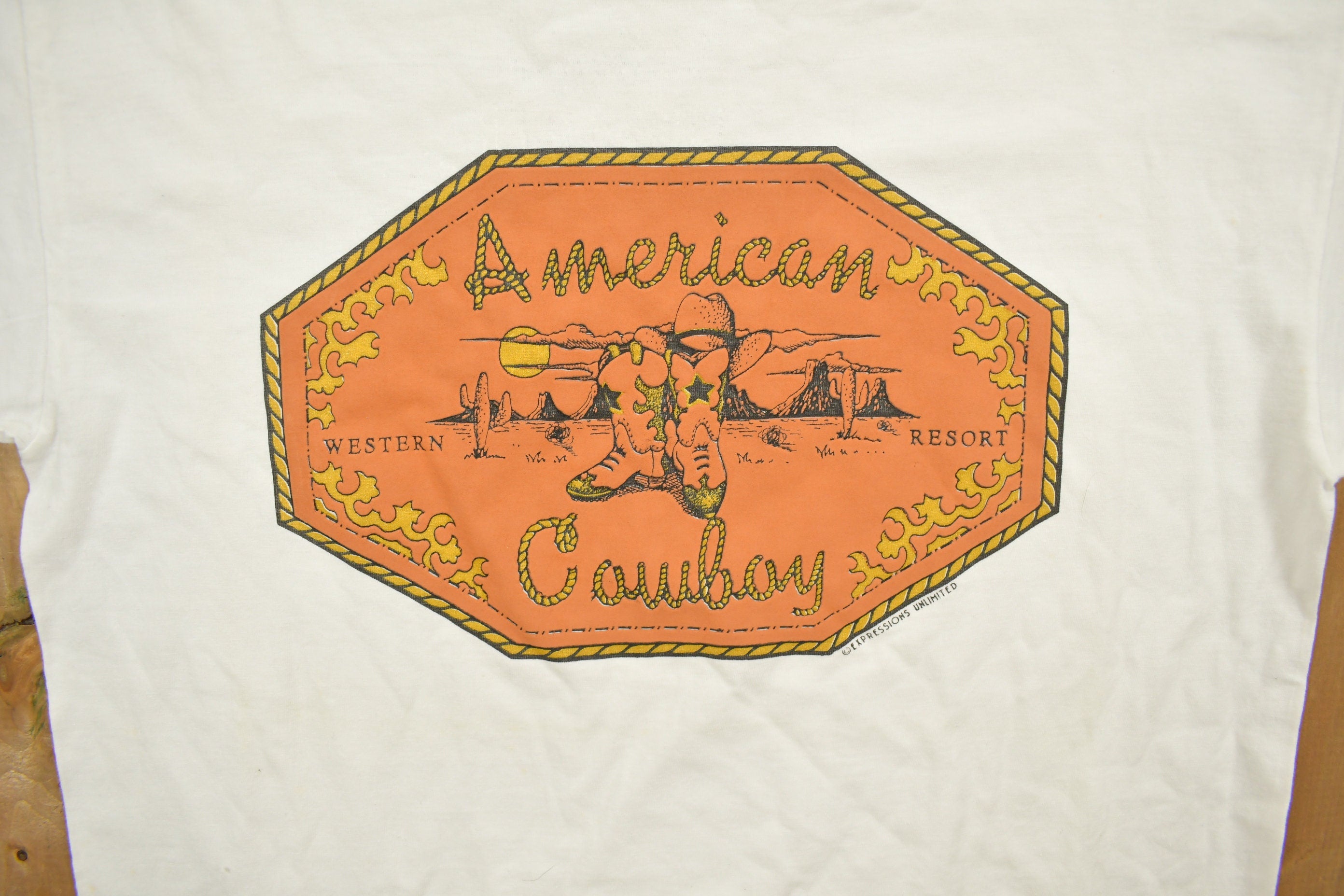 Vintage 1990s American Cowboy Western Resort Souvenir T Shirt